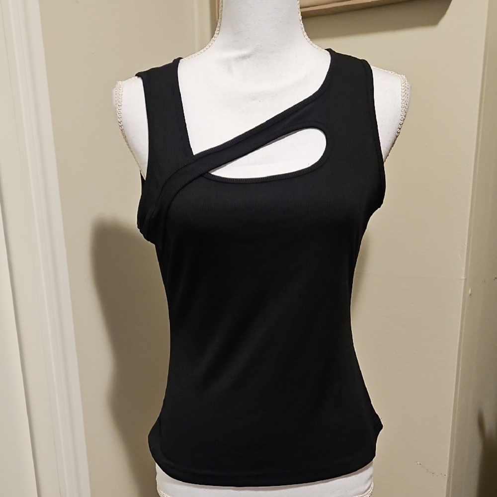 Chic Black Cutout Women's Top